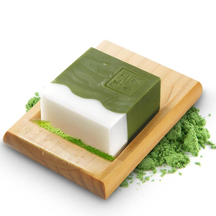 Bamboo charcoal handmade soap green tea essential oil soap cleansing face blackheads acne oil control bath soap #809