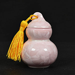 Colorful Crystalline Glaze Cucurbit Powder Tea Caddy Airtight Mini Tea, Matcha, Pills or Cosmetic Canister Made of Bone China