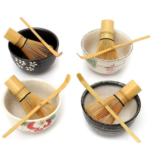 Japanese Ceremony Matcha Ceramic Bowl With Bamboo Whisk Scoop Teaware Tool Set 4 Style For Coffee And Tea
